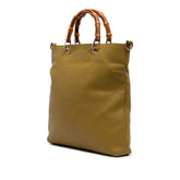 Tall Leather Bamboo Shopper Tote